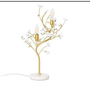 August & Leo Cherry Blossom Faceted Crystal Jewel Table Lamp Tear Drop 22"marble